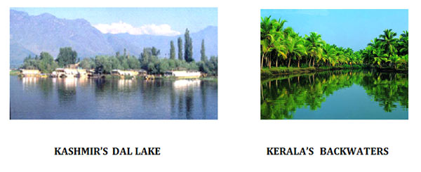 kashmir's dal lake and keralla's backwaters